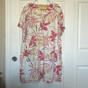 Sun Casual Leisure Beach Cover Up.  MultiColored Floral Design Size 2X